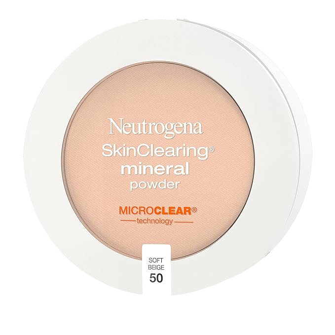 Neutrogena SkinClearing Mineral Acne-Concealing Pressed Powder Compact, Shine-Free & Oil-Absorbing Makeup with Salicylic Acid to Cover, Treat & Prevent Breakouts, Soft Beige 50,.38 oz-Velvo Beauty