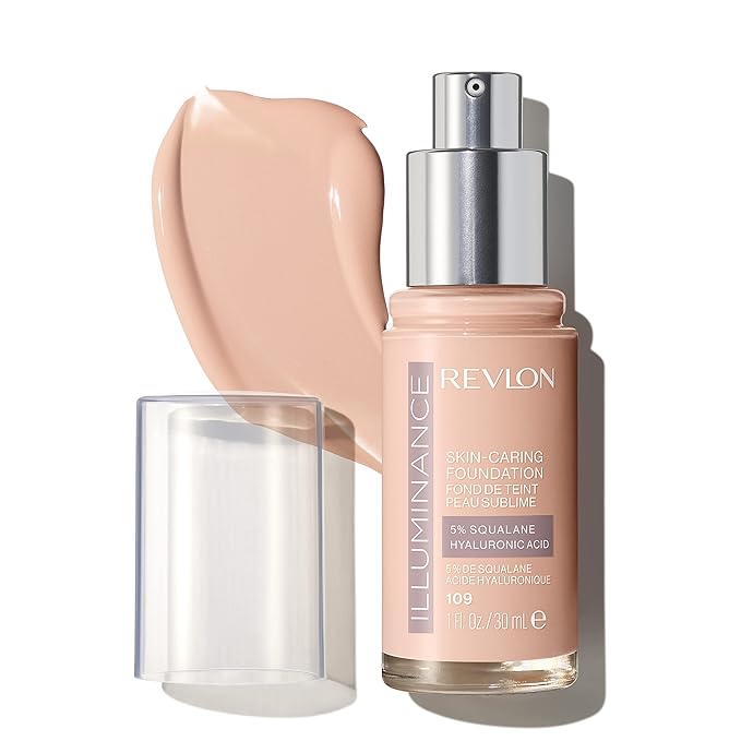 Revlon Illuminance Skin-Caring Liquid Foundation, Hyaluronic Acid, Hydrating and Nourishing Formula with Medium Coverage, 109 Light Ivory (Pack of 1)-Velvo Beauty