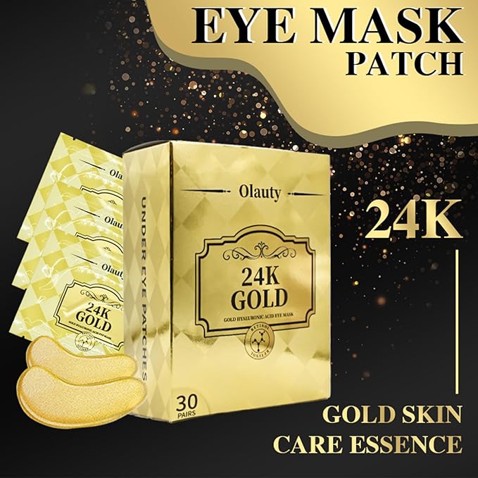 30 Pairs Under Eye Patches for Puffy Eyes, 24k Gold Under Eye Mask, Gel Crystal Collagen Eye Masks for Dark Circles and Puffiness,Travel Eye Patches for Reducing Fine Lines,Moisturizing Skin Care Set-Velvo Beauty