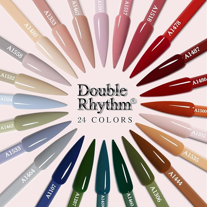 Double Rhythm 28Pcs 0.5Oz Gel Nail Polish Set Same Color Same Bottle Soak Off Gel Polish Kit Nail Art Manicure Salon DIY at Home for Women (Burgundy Green Collection-T24-1)-Velvo Beauty