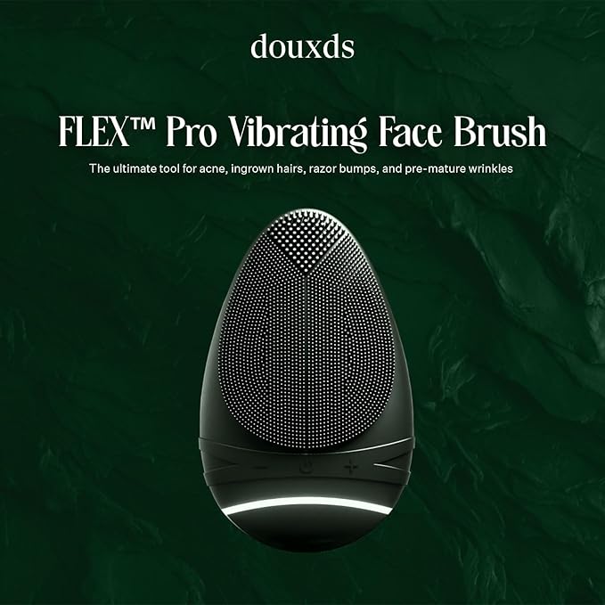 douxds Flex™ Pro Vibrating Face Brush, Electric Face Scrubber, Face Scrubber for Men, Flex™ Face Brush, Men's Skin Care, Powerful Sonic Technology, Removes Dark Marks and Bumps, Acne Treatment-Velvo Beauty