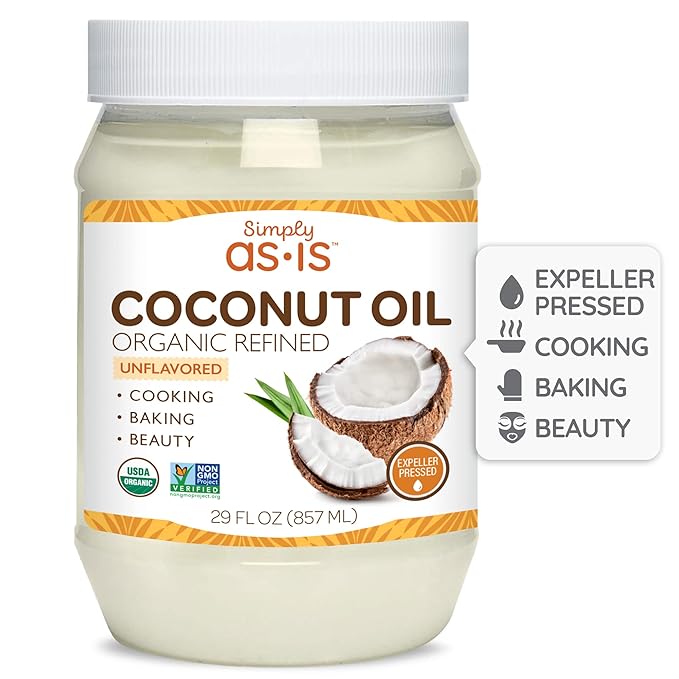 Simply as-is | Organic Refined Coconut Oil for Cooking, Baking & Beauty | Neutral Flavor & Aroma | Expeller-Pressed | 29 fl oz-Velvo Beauty