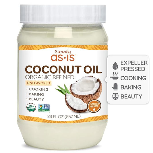 Simply as-is | Organic Refined Coconut Oil for Cooking, Baking & Beauty | Neutral Flavor & Aroma | Expeller-Pressed | 29 fl oz-Velvo Beauty