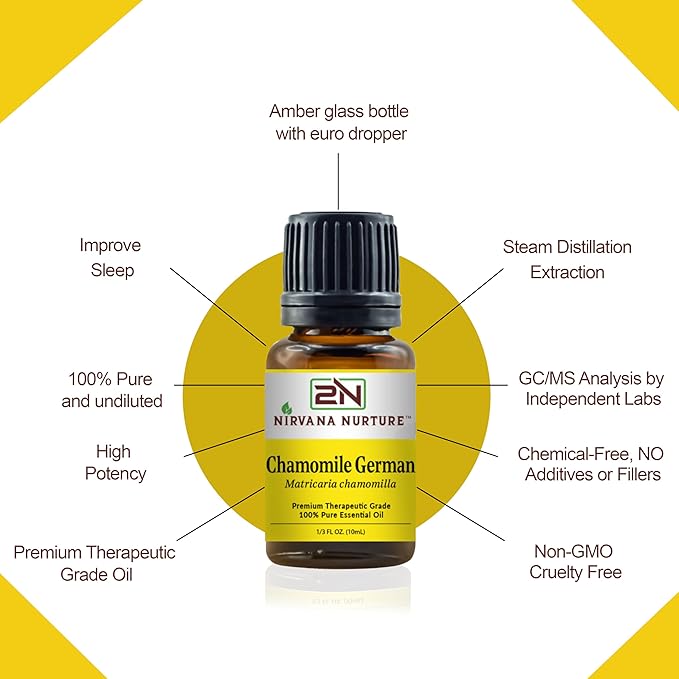 Chamomile German Essential Oil 100% Pure Premium Therapeutic Grade, Undiluted - Aromatherapy Diffuser for Calm and Relaxation, Skin Care, Hair Care-Velvo Beauty