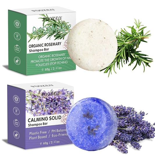 2 Pack Rosemary Lavender Hair Shampoo Bar,Deep Cleansing for Scalp Hair Loss Shampoo Soap,Organic Shampoo Oil Control for Hair Growth,Refreshing and Hydrating Bar,Gifts for Women Men-Velvo Beauty