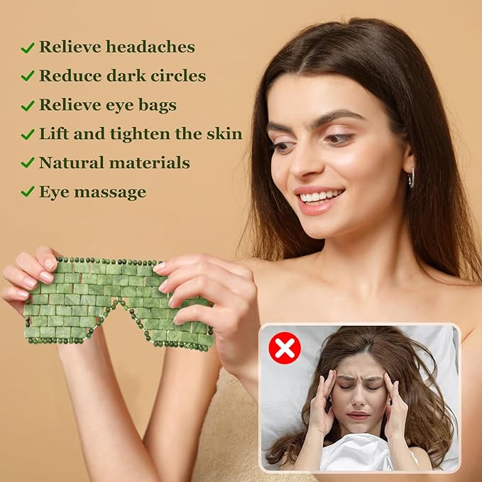 Jade Eye Mask Natural Green Jade Facial Maks for Relive Eliminate Puffiness-Velvo Beauty