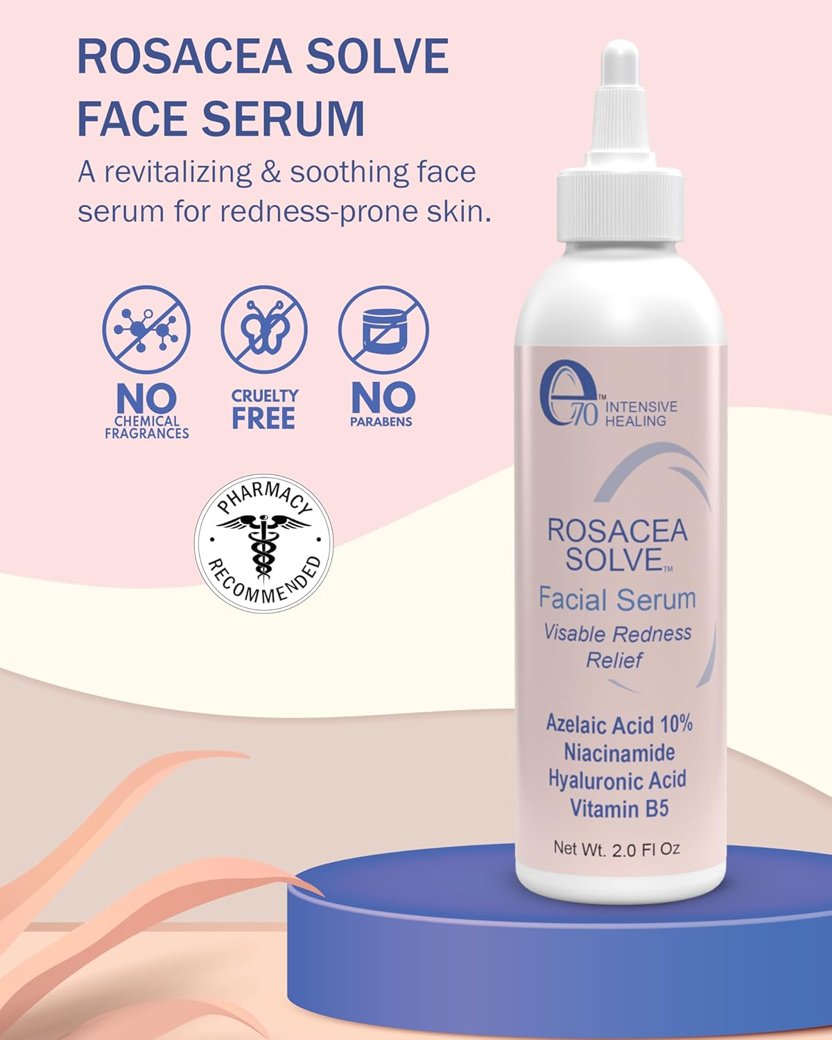 Rosacea Treatment Skincare Face Serum for Women & Men - Gentle Face Serum Moisturizer Redness Reducing Skin Care with 10% Azelaic Acid, Made in USA by e70 (2 fl. oz)-Velvo Beauty