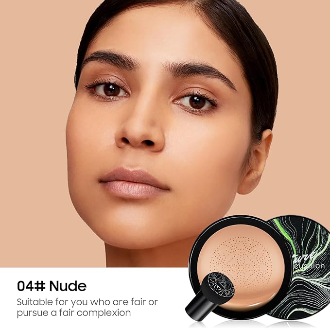 Air Cushion CC Cream Mushroom Head Foundation - Moisturizing BB Creams Foundation, Long-Lasting Waterproof Matte Concealer for Even Skin Tone (Nude, 1 PCS)-Velvo Beauty