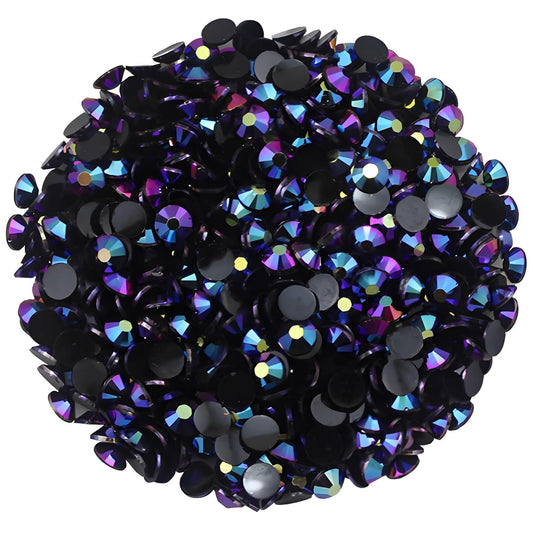 4500 Pcs SS12 3mm AB Flatback Rhinestones for Nails Art Crafts Glitter Round Shine Gems Crystals DIY Clothes Shoes （Black-Bottom Purple Red AB）-Velvo Beauty