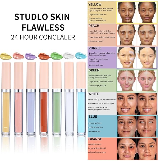 MAEPEOR Liquid Conceal Contour 7 Colors Cream Lightweight Liquid Concealer Contour Makeup for Concealing Blemishes, Brighten Dark Circles (Color 01 White)-Velvo Beauty