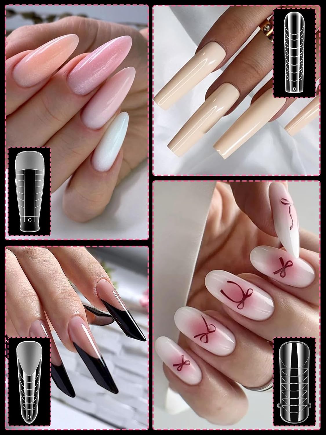 EBANKU Dual Nail Form Kit, 288PCS Poly Nail Gel Forms for French Nails, 12 Styles Dual Forms Silicone Reusable Pads, 5PCS Nail Clips, Gel Brush Pen Nail Files Buffer, Nail Extension Kit for Beginner-Velvo Beauty