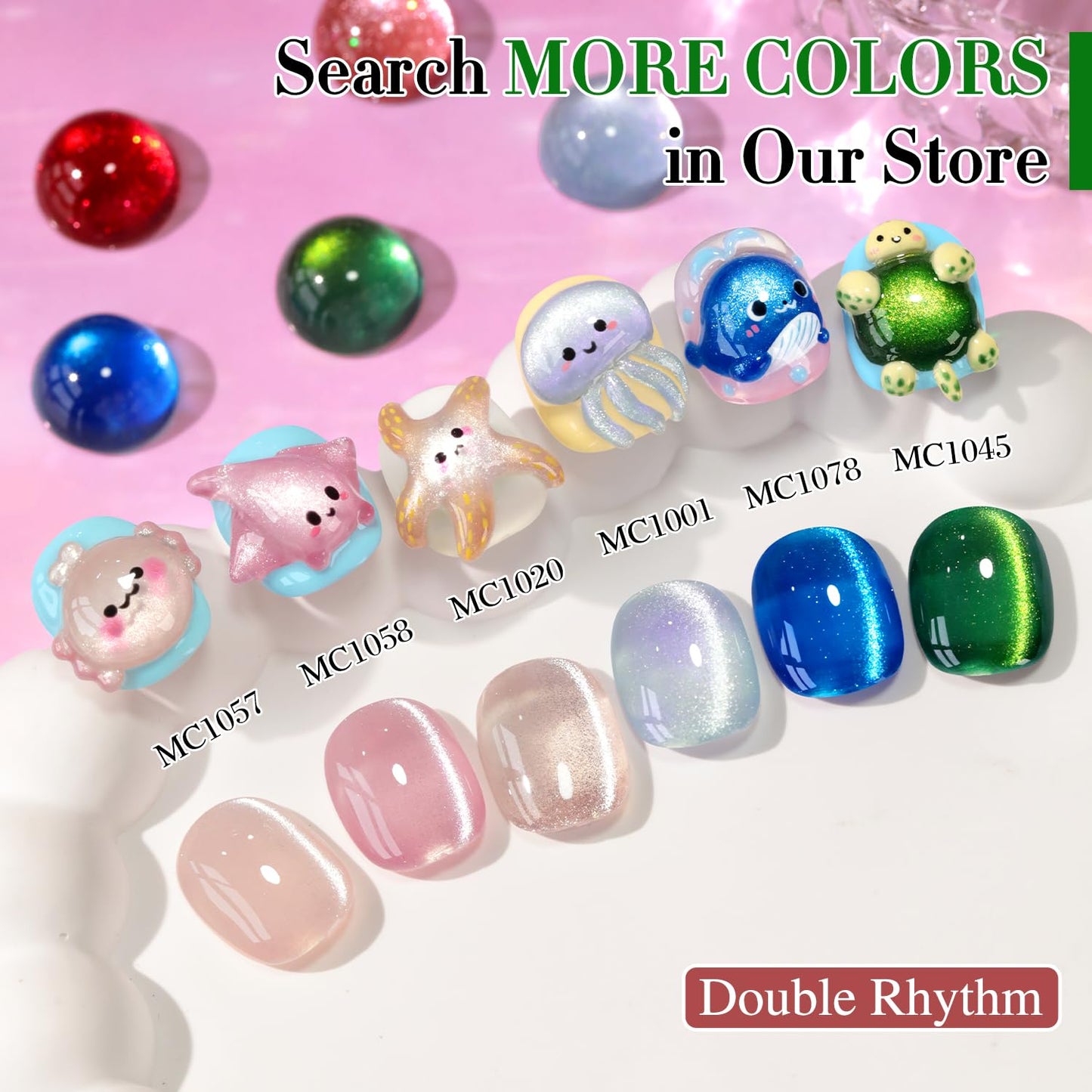 Double Rhythm Cat Eye Gel Polish with Magnet 15ML Holographic Glitter Shimmer Translucent Sheer Color Glass Magnetic Gel Polish Salon DIY at Home (Dark Green-MC1045)-Velvo Beauty