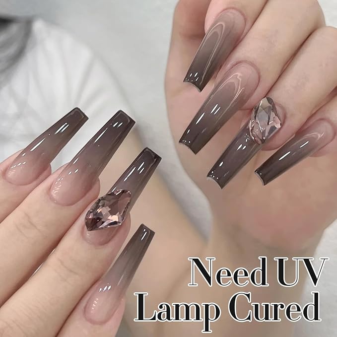 Double Rhythm 0.5Oz Translucent Gel Polish Sheer Neutral Natural Light Milky Same Color Same Bottle 15ML Jelly Gel Polish Nail Art DIY at Home (Black-A1366)-Velvo Beauty