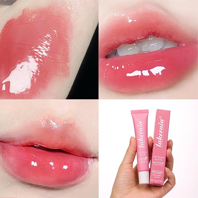 Lip Glowy Balm Butter Lip Balm Plumps Moisturizing Hydrating Lip Mask Repair Moisturizer Lips Care Lip Treatment for Dry Cracked Lip, Glossy Finish, Vegan Tinted Lip Balm Chapstick (#6 Pink Sugar)-Velvo Beauty