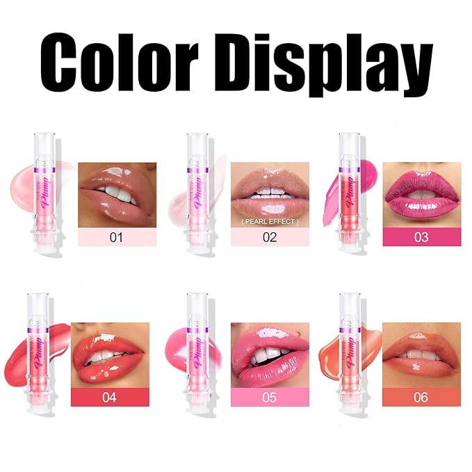 6pcs Lip Plumping Booster Gloss Set, High Shine Glossy & Pearl Effect, 6 Colors Hydrating Liquid Lipstick Set, Infused with Hot Chili Extract for Plumper Looking Lips-Velvo Beauty