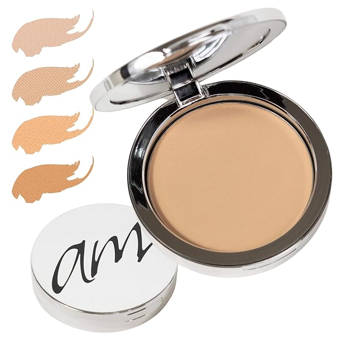 4-in-1 Pressed Foundation Powder with Natural SPF, Concealer & Finishing Powder, Medium to Full Coverage Foundation, Mineral-Based Powder (Angelina, .35 oz)-Velvo Beauty