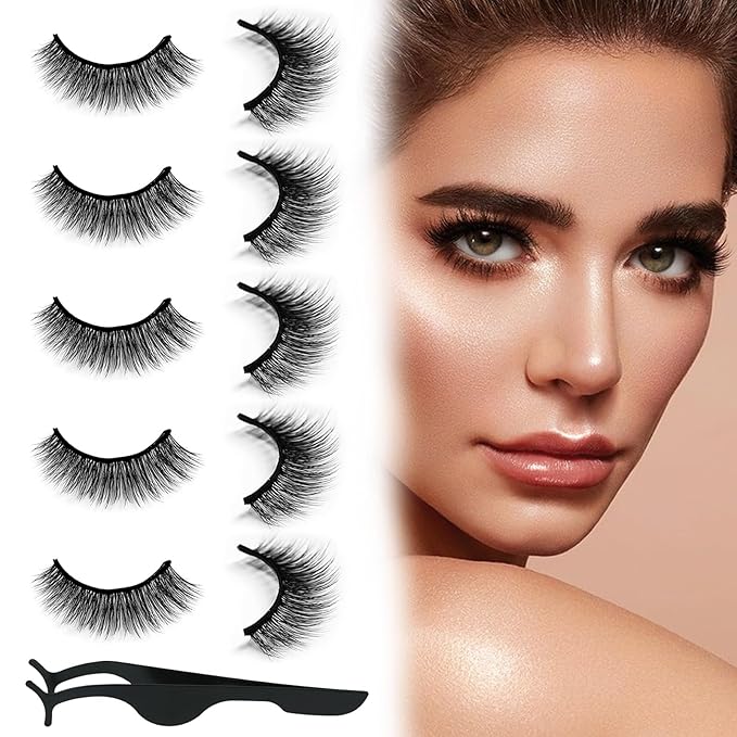 Self Adhesive Eyelashes Natural Look False Eyelashes Reusable Self Stick Lashes, No Glue Needed, 5 Pairs Mixed-Velvo Beauty