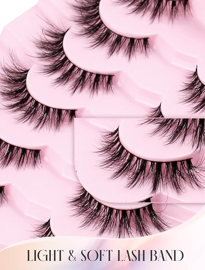 Cat Eye Lashes False Eyelashes Mink Lashes Wispy Eyelashes Natural Look Fake Eyelashes Mink Lashes Fluffy False Lashes UP8-Velvo Beauty
