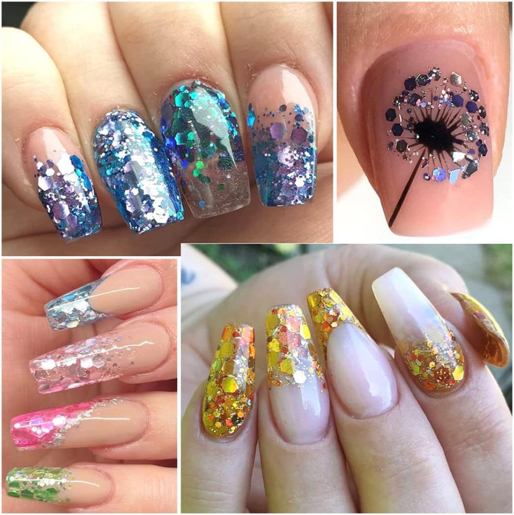 2 Boxes 24 Colors Chameleon Holographic Glitter Mermaid Nail Art Sequins 3D Flakes Laser Gradient Nail Glitter Design Shiny Glitters Powder Accessories for Women Manicure DIY Decorations-Velvo Beauty