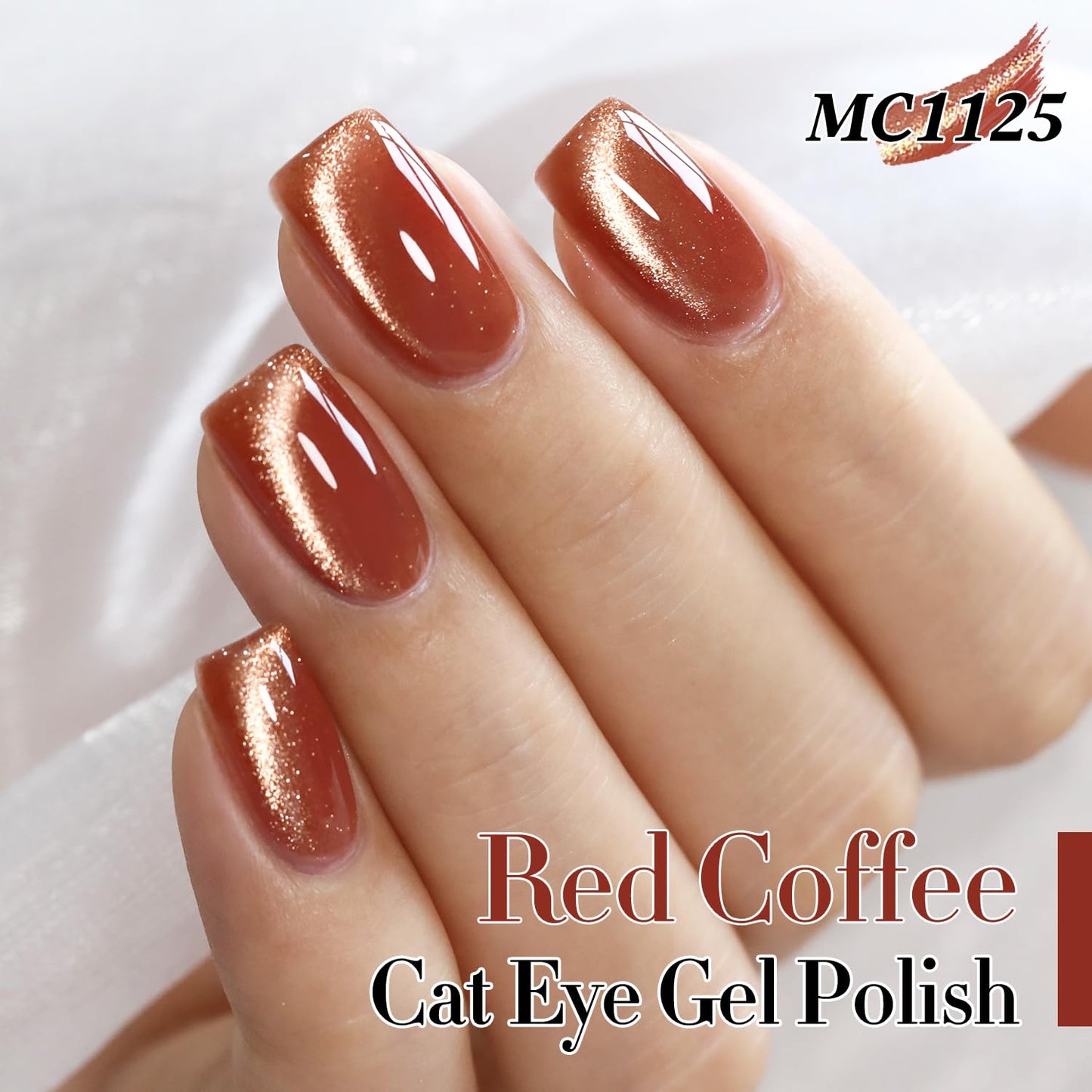 Double Rhythm 15ML Ice Glass Cat Eye Gel Polish with Magnet Holographic Glitter Shimmer Translucent Sheer Color Salon Soak Off Magnetic Nail at Home (Brown Tan-MC1125)-Velvo Beauty