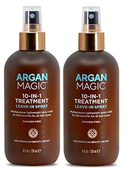 Argan Magic Hair Treatment & Stylizing Spray, 10 in 1, Made in USA, Paraben Free, Cruelty Free - 8 oz (2 Pack)-Velvo Beauty