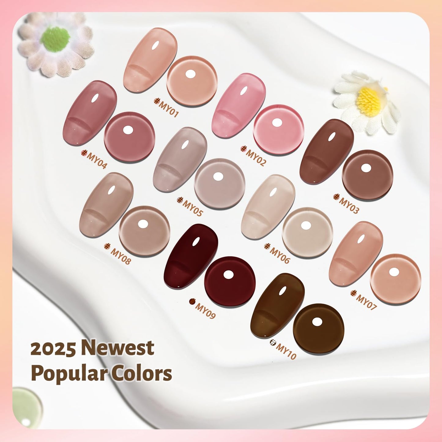 Jelly Nail Polish Set, 10 Color With 2PCS Base and Top Coat Quick Drying High Gloss Shine Jelly Nail Polish Translucent Amber Gray Red Nude Color Holiday Gift Giving-Velvo Beauty