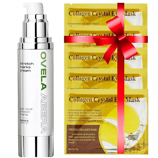 Abera Ovela Maternity Stretch Mark Cream with Eye Mask for Pregnancy and Weight Fluctuations, Stretch Mark Treatment Pregnancy Must Haves, Deep Stretch Mark Removal, All Skin Types, 1.69 fl oz-Velvo Beauty