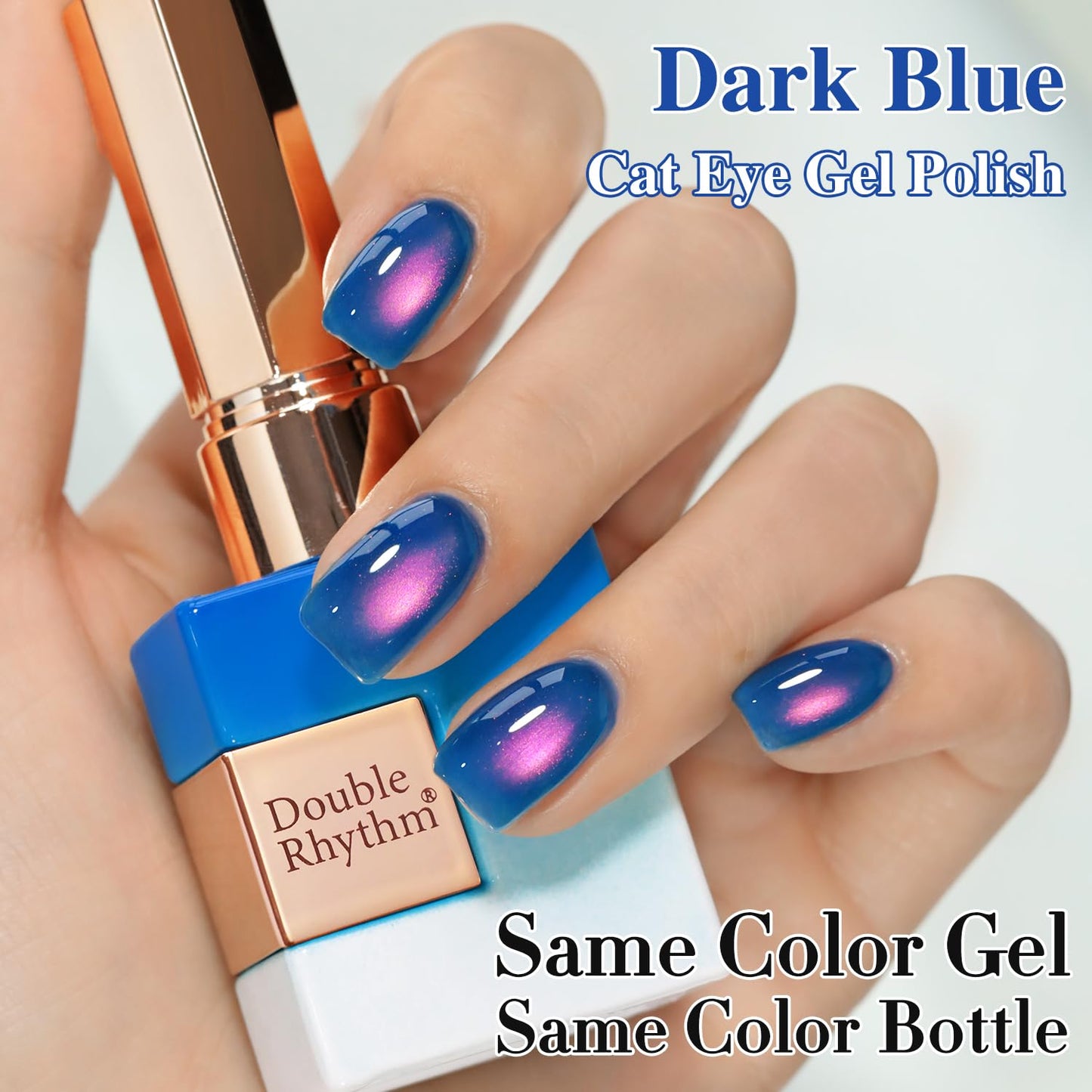 Double Rhythm Jelly Glass Cat Eye Gel Polish with Magnet 15ML Holographic Glitter Shimmer Translucent Sheer Color Magnetic Nail Polish Salon DIY at Home (Navy Blue-MC1264)-Velvo Beauty