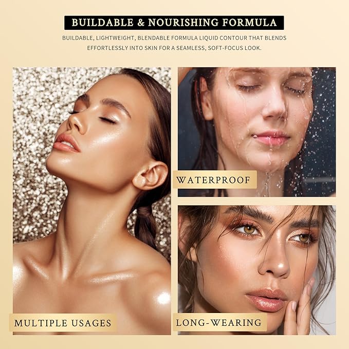 KIMUSE Soft Liquid Contour Stick, Glow Liquid Cream Bronzer, Weightless, Long-Wearing, Smudge Proof, Natural-Looking, Blendable, Bronzer Makeup-Velvo Beauty