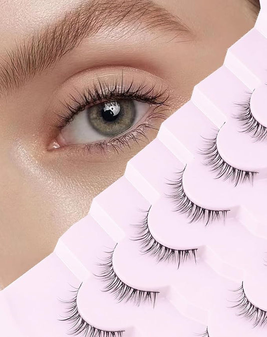 Onlyall Natural Lashes Short Eyelashes Wispy Lashes Natural Look Soft False Eyelashes False Eye Lashes Faux Mink Eyelashes 7 Pairs D2-Velvo Beauty
