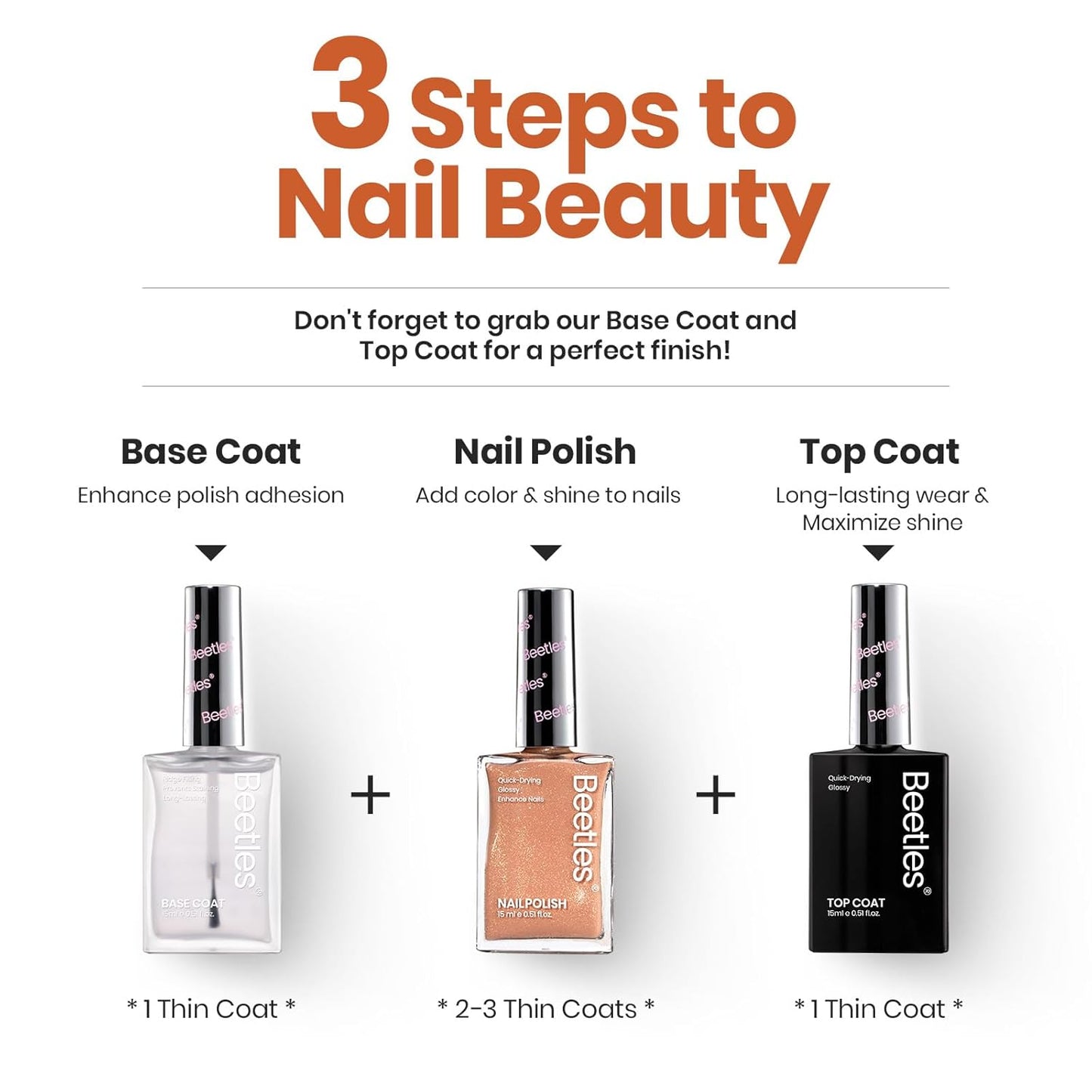 Beetles Glitter Brown Nail Polish –No UV Needed, Air Dry–Rosy Gold Shimmer Nude Rose Nail Lacquer–Fast Drying,Long Lasting,Salon-Quality Polish At-Home DIY-Velvo Beauty