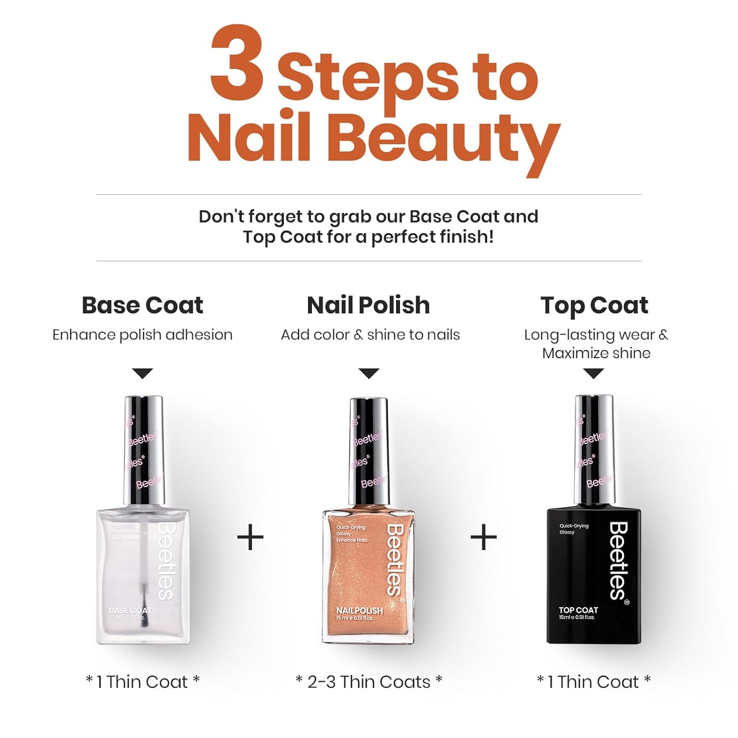 Beetles Glitter Brown Nail Polish –No UV Needed, Air Dry–Rosy Gold Shimmer Nude Rose Nail Lacquer–Fast Drying,Long Lasting,Salon-Quality Polish At-Home DIY-Velvo Beauty