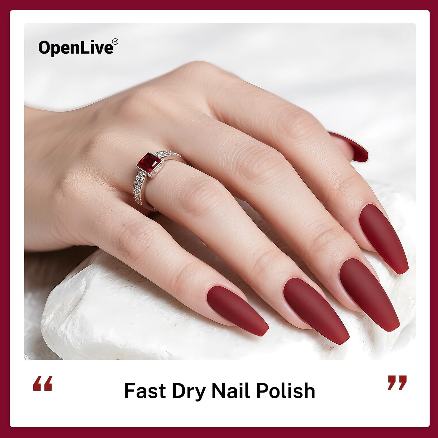16.5ml Dark Red Nail Polish Large Volume Quick Dry Nail Polish, Long Lasting Shine, Fingernail Toenail Nail Art DIY Home Travel Nail Art Gift-Velvo Beauty