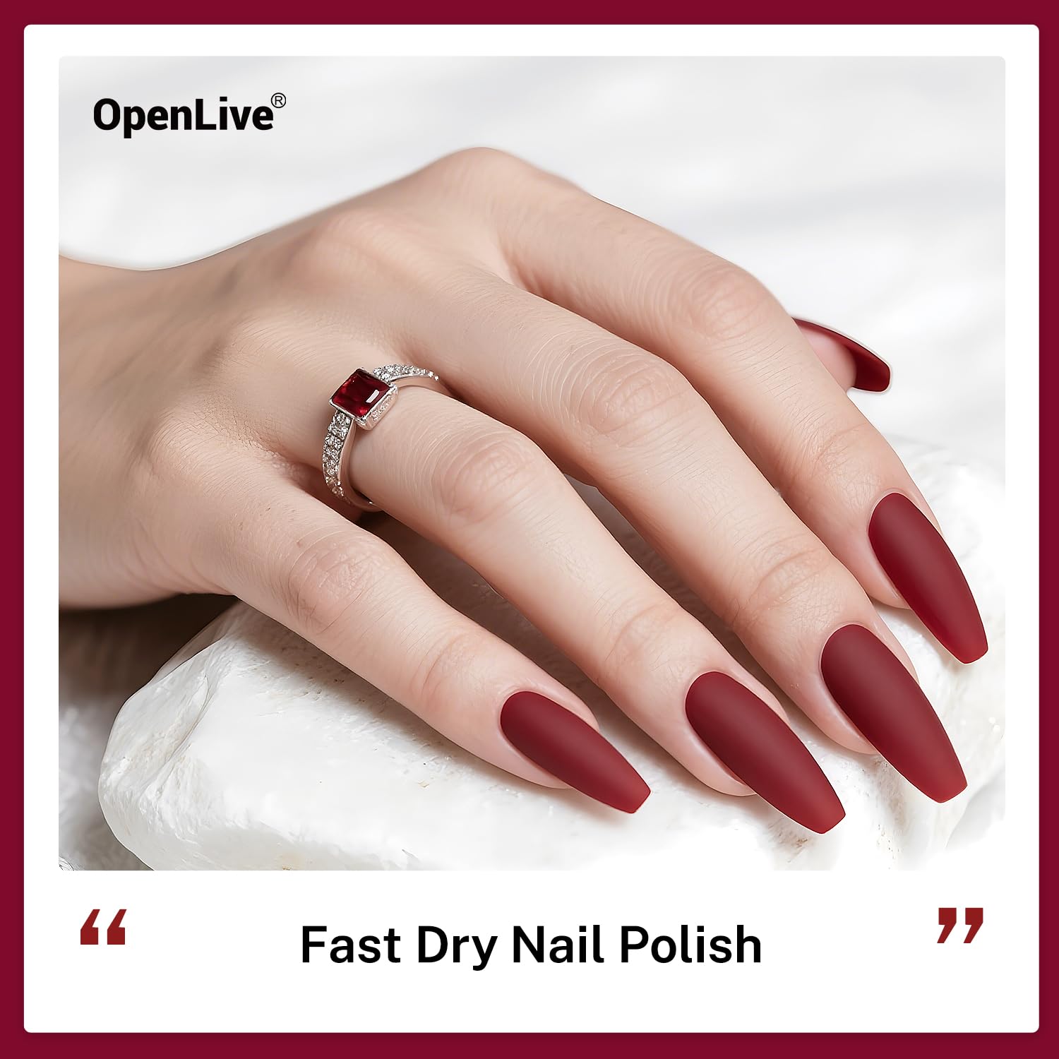 16.5ml Dark Red Nail Polish Large Volume Quick Dry Nail Polish, Long Lasting Shine, Fingernail Toenail Nail Art DIY Home Travel Nail Art Gift-Velvo Beauty