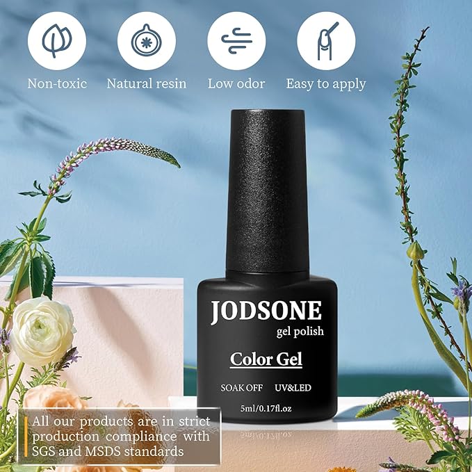 JODSONE 60 PCS Gel Nail Polish Set All Seasons No Wipe Base Coat Matte Glossy Top Coat Nail Gel Polish Kit for Starter Manicure DIY at Home Enjoy Fun-Velvo Beauty