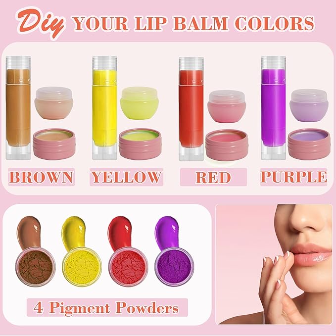 Lip Balm Making Kit - DIY Lip Gloss Kit to Make Your Own Lip Balm with Natural Beeswax, Lip Base Oil, Essential Oil, Tubes, Jars Lip Balm Craft Kit For Adults Girls Moisturizing Lip Care Kit-Velvo Beauty