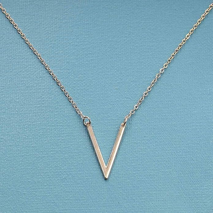 Letter V Pendant Necklace Monogram Necklace Choker Minimalist Initial V Necklace Simple Everyday Necklace Chain Jewelry for Women-Velvo Beauty