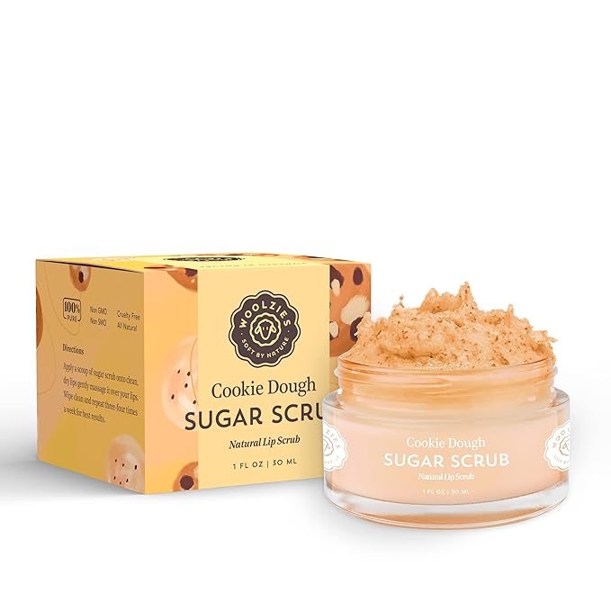 Sugar Lip Scrub | Ultra-Hydrating Exfoliator & Moisturizer for Dry or Chapped Lip | Shea Butter and Raw Sugar Scrubs | Pure & Natural | 1 Fl Oz (Cookie Dough)-Velvo Beauty