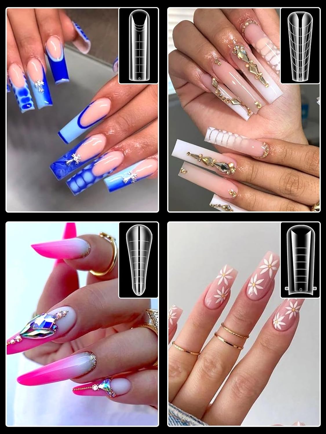 TOROKOM 288PCS Nail Dual Forms for French Nails, Dual Nail Forms Molds Acrylic Nail Tips, 144PCS Duet System Dual Forms Sticker Silicone Reusable Pads, 12 Styles Scale for Manicure Extension, Clear-Velvo Beauty