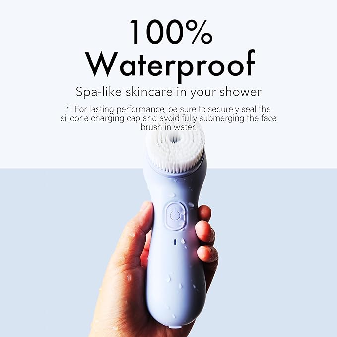 NågraCoola Electric Facial Cleansing Brush – Rechargeable Waterproof Face Scrubber for Women & Men, 2 Brush Heads for Deep Pore Cleansing & Gentle Exfoliation, 3 Speeds, Auto-Timer-Velvo Beauty