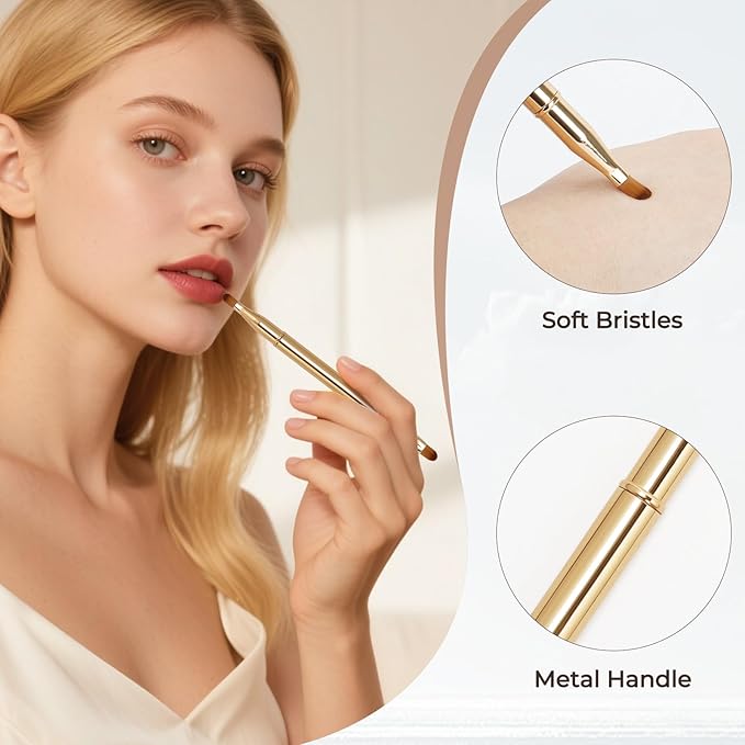 Unaone 2 Pack Lip Brush for Lipstick, Dual-Ended Lip Makeup Brush with Lid, Lipstick Brush for Lip Gloss-Velvo Beauty