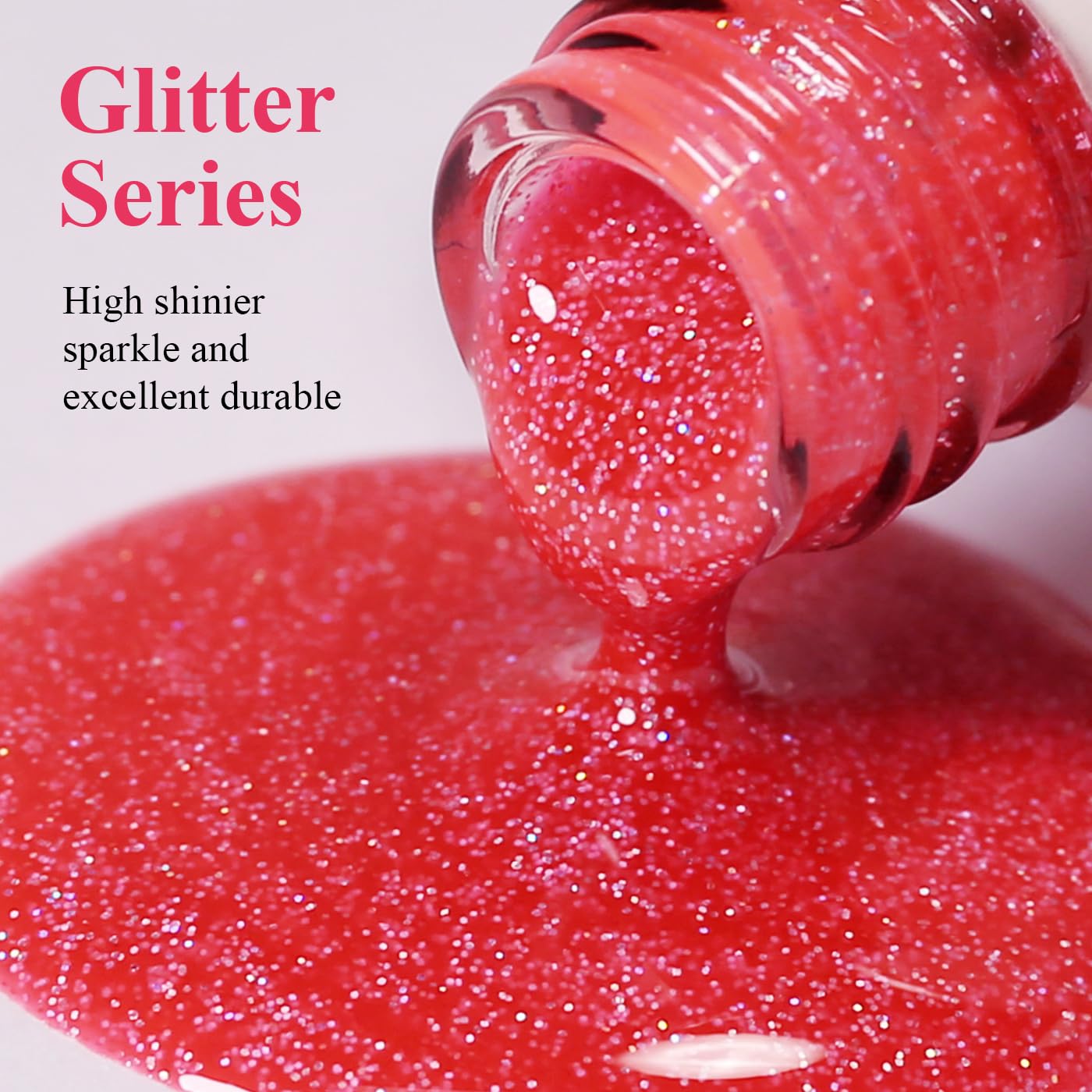Imtiti Glitter Gel Nail Polish, Strawberry Pink Iridescent Glitter Gel Polish Diamond Shimmer Sparkle Soak Off UV LED Nail Gel Polish Autumn Winter Manicure 10ML-Velvo Beauty