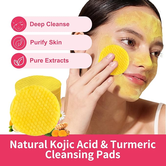 40 PCS Turmeric Kojic Acid Cleansing Pads,Turmeric and Kojic Acid Face Pads,Turmeric Kojic Acid Pads for Face-Velvo Beauty