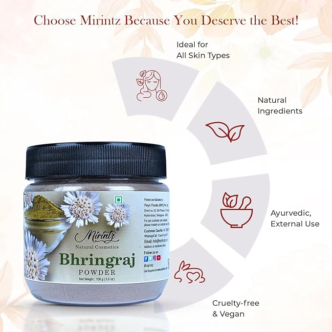 100% Natural Bhringraj Powder | (100 gms) False Daisy Powder Herbal Supplement | Eclipta Alba for Hair Growth Supplements | Karisalankanni Ayurvedic Support for Healthy Hair | Herbal Hair Mix-Velvo Beauty