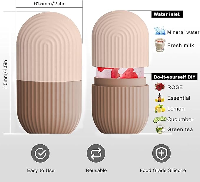 XHJRI Ice Face Roller Massager,Ice Cube Roller for Face, Eyes and Neck Naturally Conditioning and Skin Care,De-Puff Eye Bags,Reduce Migraine Pain,Reusable Massage Silicone Ice Mold (Coffee)-Velvo Beauty