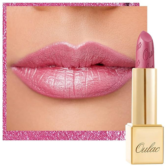 Oulac Pink Lipstick for Women with Metallic 3D Shine Lightweight Hydrating Formula, High Impact Lip Color, Vegan Beauty, Full Coverage Lip Makeup, Christmas Gifts for Women, Hip & Hippie(11)-Velvo Beauty
