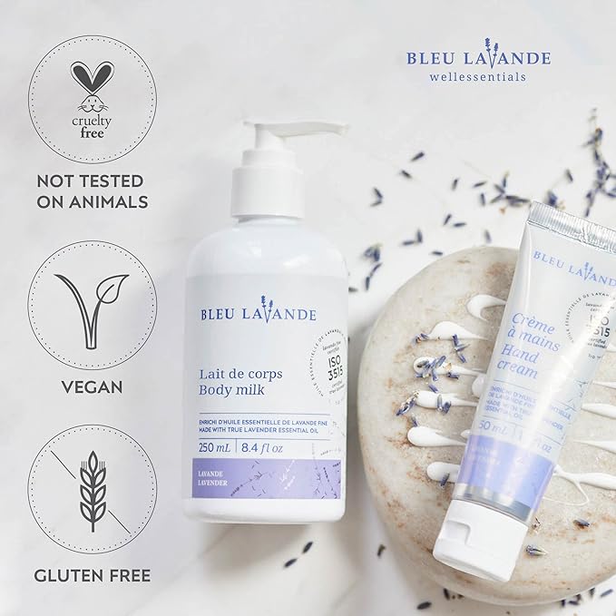 Bleu Lavande - Morning Well-being Routine Aromatherapy Set – Lavender Shower Gel, Body Milk and Hand Cream - Enriched with Premium & Pure Lavender Essential Oil - Soothing Natural Lavender Products-Velvo Beauty
