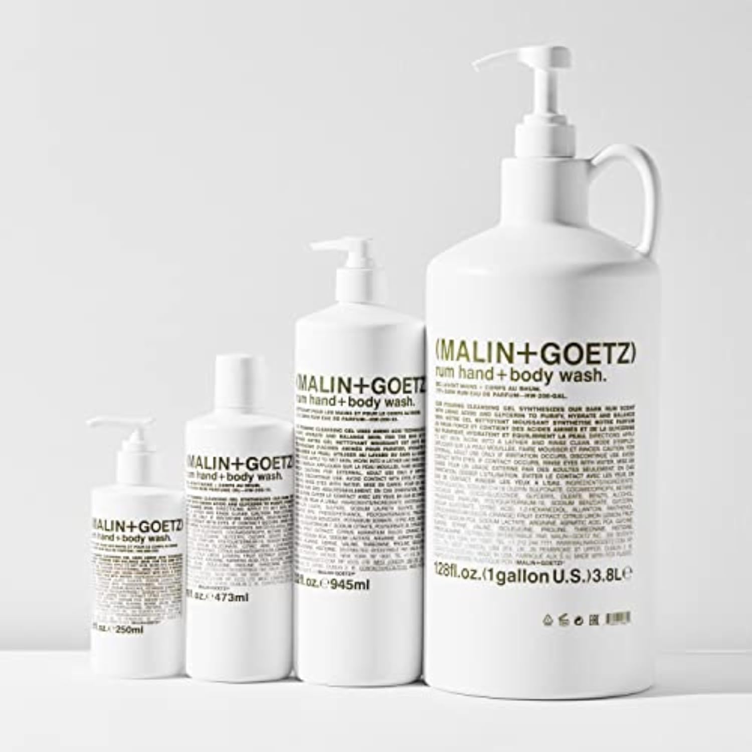 MALIN+GOETZ Rum Hand + Body Wash, 128 Fl. Oz. – Allows Up to 15 Refills, Natural Cleansing, Purifying & Hydrating for Women & Men, For All Skin Types, No Stripping or Drying, Cruelty-Free & Vegan-Velvo Beauty