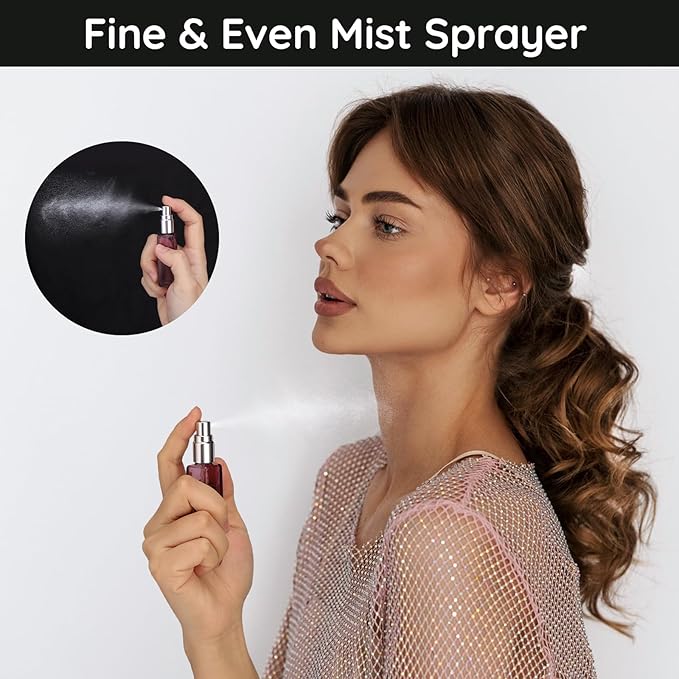 Segbeauty 5pcs Travel Refillable Atomizer, 10ML Empty Sprayer for Perfume, Mini Portable Glass Spray Bottle Dispenser for Cosmetic Accessories, Outgoing Travel Essentials-Velvo Beauty