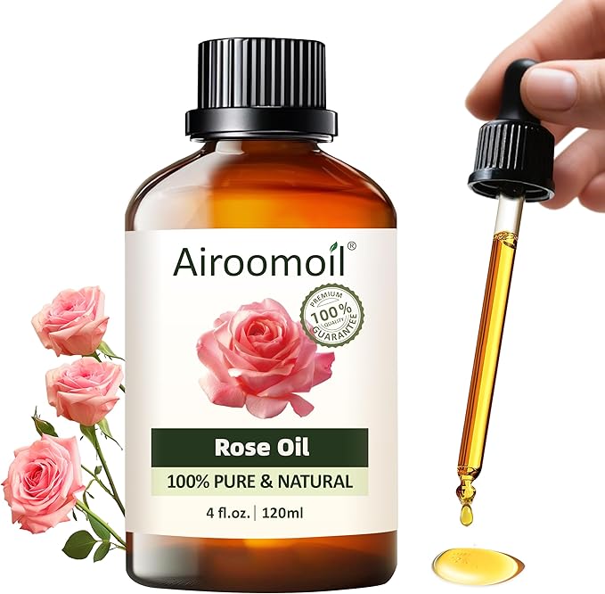 Pure Rose Essential Oil, 100% Pure Natural Rose Essential Oil, Premium Grade Essential Oils for Diffusers for Home, Skin, Care Massage, Soap Making, Aromatherapy, 4 Fl Oz | 120ml-Velvo Beauty